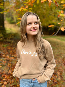 Choose joy -  beige genser